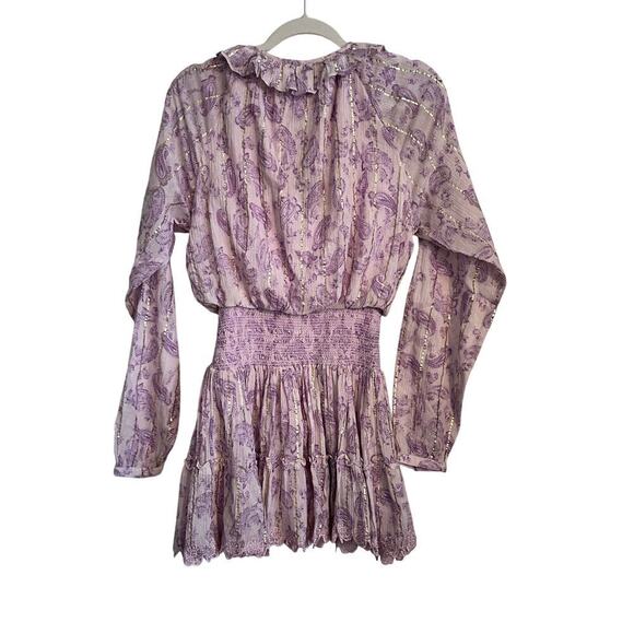 Hemant and Nandita Sahar Women's Pink V-Neck Tiered Eyelet Mini Dress Size Small - Picture 5 of 13